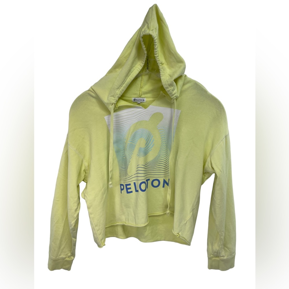 Peloton Womens Sz XL Yellow chopped lightweight Hoodie (BB4)‎